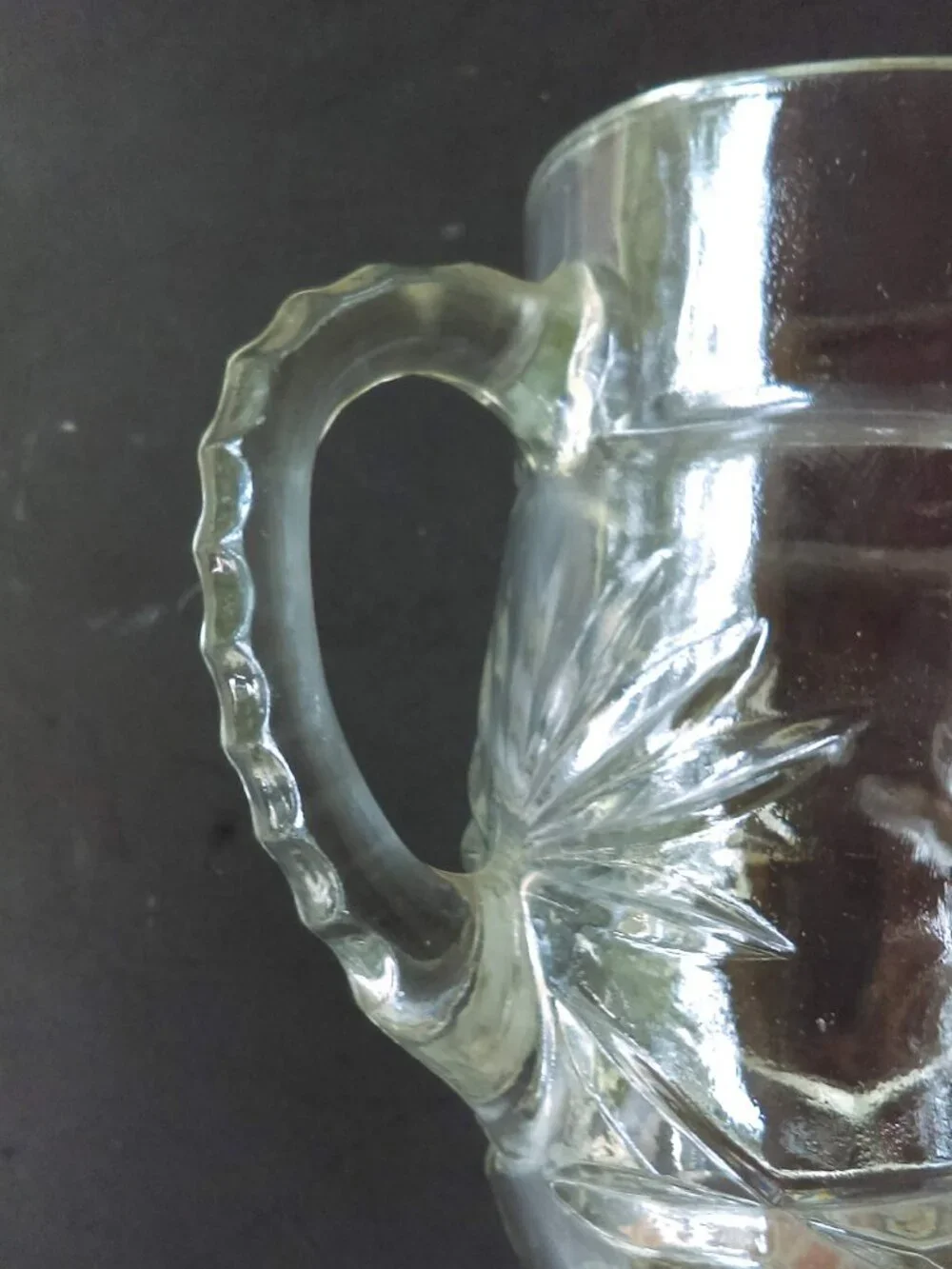 Anchor Hocking Pint Pitcher Star Of David 1960's Clear Glass Starburst Vintage